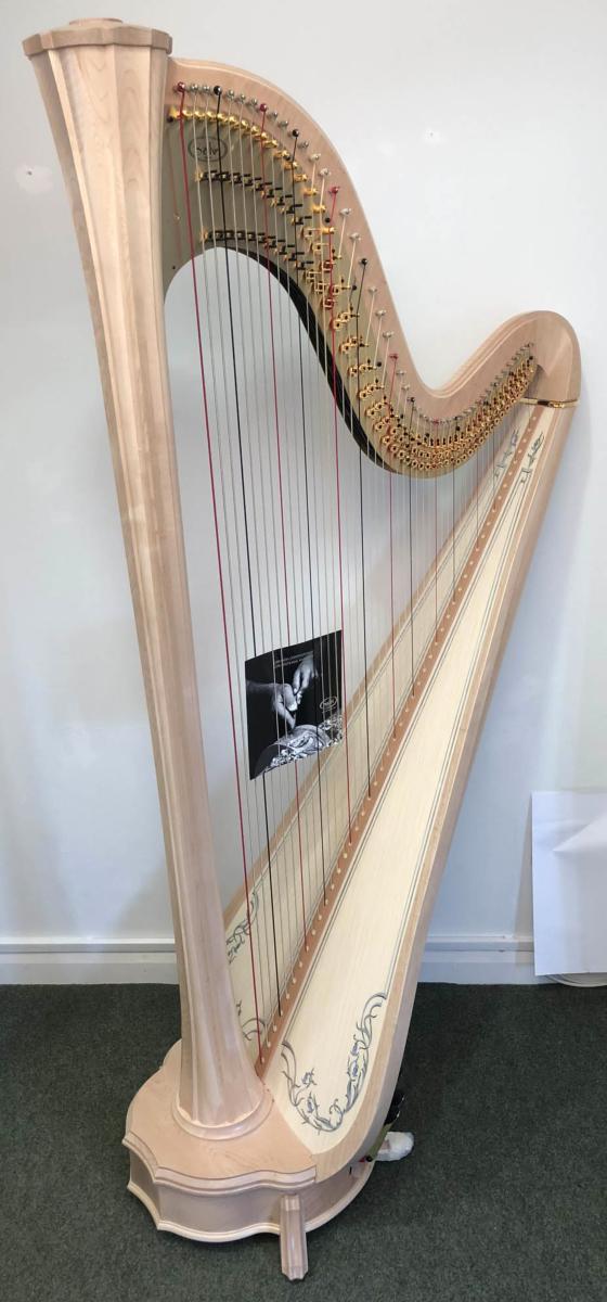 Aurora 47 Pedal Harp Maple Decorated P21662 In Stock