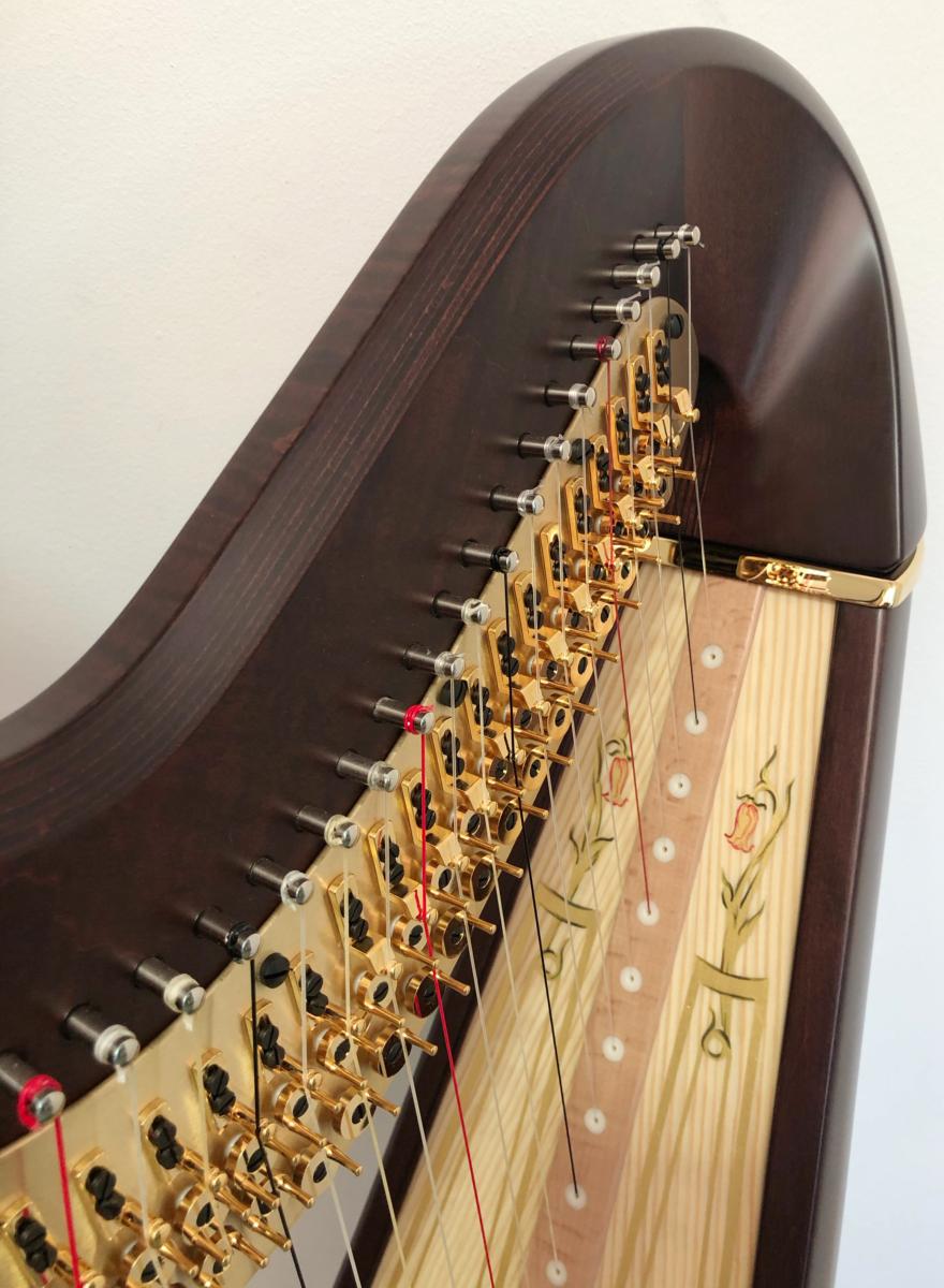 Aurora 47 Pedal Harp Walnut Polish Decorated P21766 In Stock