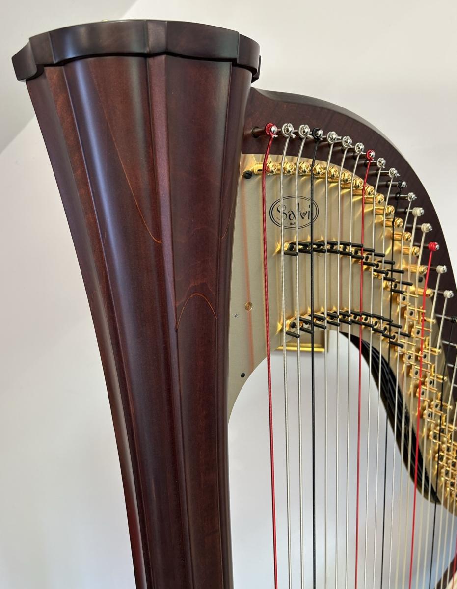 Salvi Aurora 47 Pedal Harp Walnut Decorated in Stock P23374