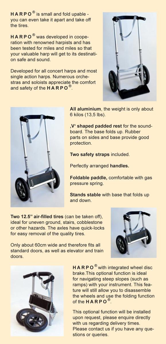 Harpo Pedal Harp Trolley