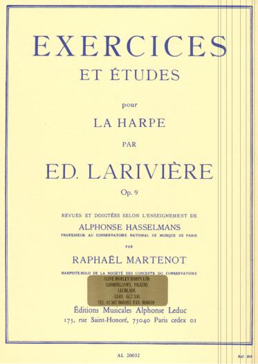 Exercices et ètudes pour la harpe Op. 9 - Larivière